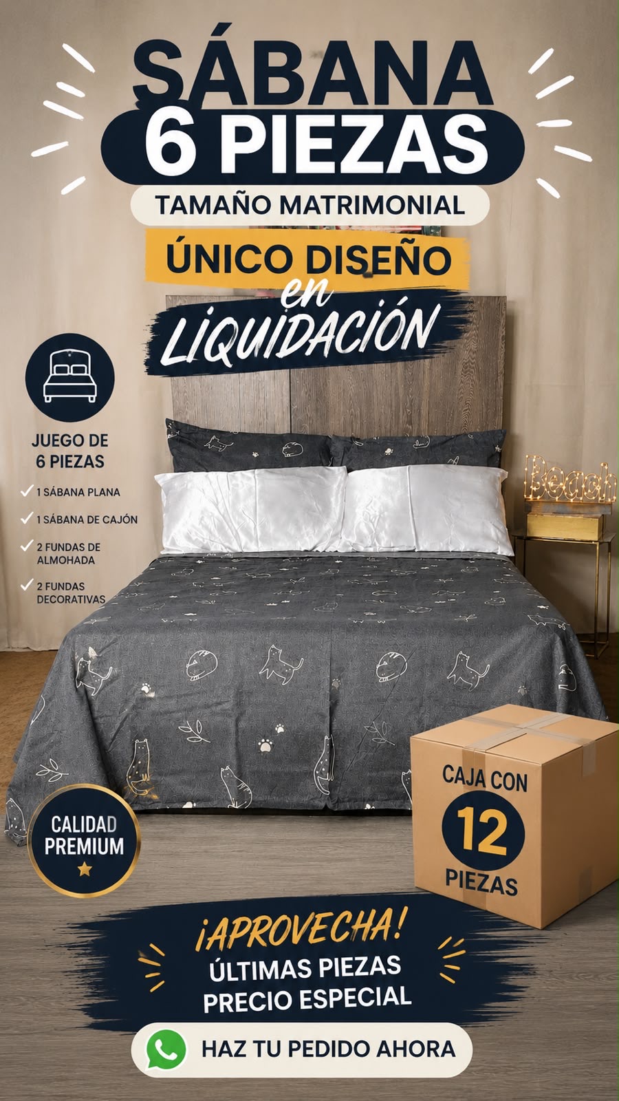 Sábana Estampada 6 Piezas Liquidación